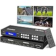 Yinker 4K HDMI Matrix Switch 4x4, HDMI Matrix Splitter 4 in 4 out with Backlit Button, Support IR Remote, HDCP EDID Management, RS232 Control