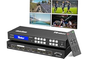 Yinker 4K HDMI Matrix Switch 4x4, 4K @ 30Hz HDMI Matrix Switcher Splitter 4 in 4 Out con pulsante retroilluminato, supporto HDCP EDID gestione RS232 controllo