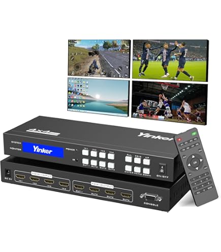 4 x 4 matrixkiezer, matrix 4K HDMI 4 ingangen 4 uitgangen matrix HdMI 2.0 poorten 4 x 4 ondersteuning 4K @ 60Hz 4K Dolby Vision HDR HDCP 2.2 afstandsbediening ondersteunt (blauw/grijs