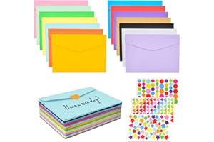 LPAMABA 70 PCS Enveloppes Papier 11.5 * 8.2CM avec 3 Stickers Mini Enveloppe Papier Mini Enveloppe Couleur Petites Enveloppes Couleur pour A6 Cartes Postales, Cartes de Vœux, Photos