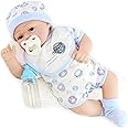 BiBi Doll Reborn Dolls - 17" Realistic Reborn Baby Boy Doll "Azul" Handmade with Open Eyes, Dummy, Bottle, Certificate, Trendy White and Blue Outfit - Reborn Baby Dolls for Girls and Boys or Adults