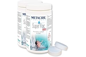 Metacril Super FLOC Tab 2 kg (1+1) - Floculant et clarifiant pour Eau de Piscine en pastilles de 100 g à Dissolution Lente - Expédition immédiate