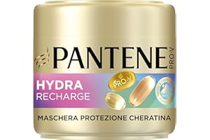Pantene Pro-V Hydra Recharge Maschera Protezione Cheratina 300ml per Capelli Estremamente Secchi. Nutre Fino a 8 Strati in Profondità e Blocca l'Umidità.Dona Capelli Idratati e Lucenti. Formula Pro-V