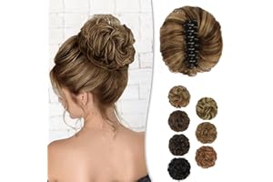 ‎BARSDAR BARSDAR Krallen Clip Messy Bun Haarteil, Clip in Claw Haargummis Lockige Synthetische Haarknoten Haarverlängerung für Damen Pferdeschwanz Hochsteckfrisur Donut Chignon