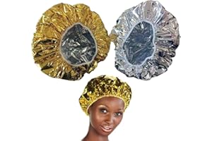 WANXIDA 4PCS Bonnet Auto Chauffante Fibre Pour Soins Capillaires, Salon Cheveux pour Masque-Charlotte: 2 Or & 2 Argent