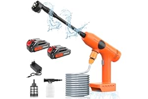 RONTALY Cordless Pressure Washer, 652PSI Bushless Portable Pressure Washer with 2PCS Rechargeable Battery, 6-in-1 Nozzle, Battery Pressure Washer for Car/Floor/Garden Cleaning & Watering