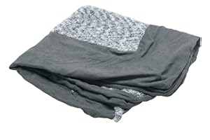 Furhaven Ersatz-Hundebettbezug, zweifarbig, Kunstfell und Wildleder, L-förmig, maschinenwaschbar, Steingrau, Jumbo (X-Large)