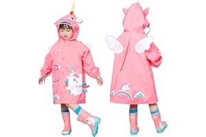 JinBei Impermeabile Bambini Poncho Pioggia con Cappello a Tesa Trasparente Strisce Riflettenti Ragazze Ragazzi Giacche per La Pioggia con Tasca Bottoni Cerniera Raincoat 2-8 Anni