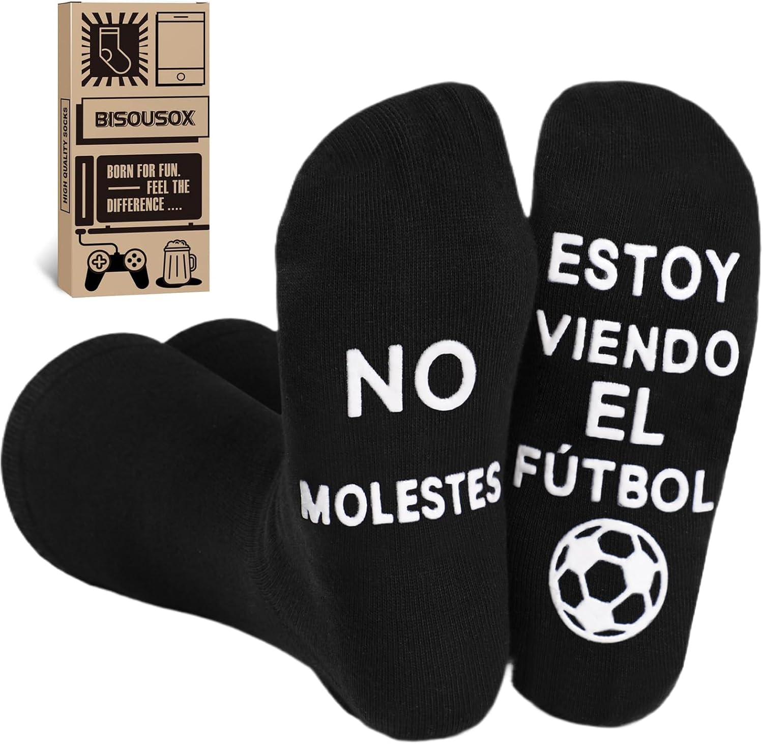 BISOUSOX Calcetines Hombre Divertidos Algodón Calcetines 39-46 Regalo Hombres Padre Fanáticos del Fútbol Calcetines Antideslizantes Regalo Cumpleaños