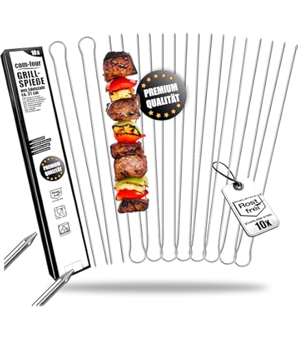 Set Spiedini Acciaio Inox Per Barbecue - 40 Pezzi, 40 Cm, Con Tubo