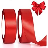 GXFCING Red Satin Ribbon 25 mm x 46 m, Satin Satin Ribbon for Gift Packaging, Balloons, Crafts, Cake Decoration, Bouquets, Ch