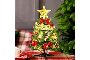 DWTECH Mini árbol de Navidad de 30 cm, Mini árbol de Navidad con Luces LED,Mini árbol de Navidad para Mesa, árbol de Navidad en Miniatura, árbol de Navidad Artificial, árbol de Navidad pequeño (12 Pulgadas)