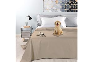 Byour3 - wasserdichte Doppel Tagesdecke Gemischte Baumwolle Bettüberwurf Einzelbett Queen Size Wohndecke Schutz vor Hunden Katzen Kinder Kratzfest Wasserfest Waschbar (Sandbeige, Doppelbett)