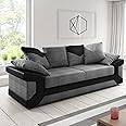 Furnishings For Less UK New Large Dino Black and Grey 3 Seater sofa (Black and Grey, 3 Seater)