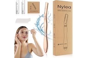 NYLEA Augenbrauenrasierer, Edelstahl Gesichtsrasierer für Frauen & Männer – Mehrzweck Peeling Rasierer für Dermaplaning mit 4 Klingen, ideal zur Entfernung von Flaum-, Gesichts- und Augenbrauenhaaren.