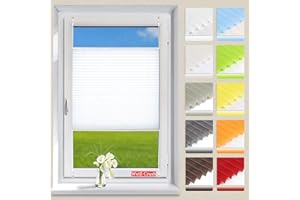 OUBO Plissee ohne Bohren Klemmfix, Weiß 70x120cm (BXH), Jalousie Easyfix Faltrollo mit Klemmträger Sonnenschutz und Sichtschutz lichtdurchlässig Rollo für Fenster & Tür