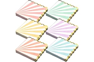 CONFETTIVILLE Party Paper Napkins, Striped Pastel Scalloped Edge with Gold Foil Luncheon Napkins, 3-Ply, 100-Sheets, 6.5 x 6.5 Inches