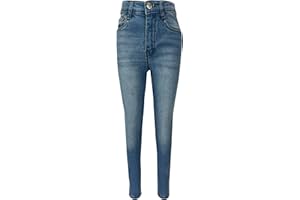 LAMIRE High Rise Skinny Girls Jeans - Stretchy Slim Denim Jeans for Kids - Stylish and Comfortable High Waist Cotton Kids Jeans with Adjustable Waistband for Ages 5-13 Years