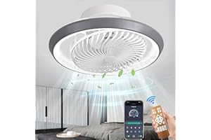 MQW Ventilatore Da Soffitto Illuminazione A Led, Plafoniera A Ventola Invisibile Ruotabile A 360°, Dimmerabile 48w Con Lampada a Ventola Con Telecomando, Plafoniera Per Soggiorno, Sala Da Pranzo