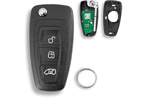 GLOUVDEYZ 433MHZ 3 Buttons For Ford Transit Key Fob Custom 2012 - 2016 and Ford Transit 2014 - 2016 Ford Transit Custom Key Fob Remote Car Key Fob with ID63 Chip and HU101 Blade Key Ring