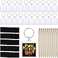 ASTARON 70 Pcs Scratch Art Key Ring Set for Party Bag Fillers and Craft Supplies， Includes 40 Pcs Scratch Rainbow Paper 20 Pcs Key Chain 10 Pcs Wooden Stylus