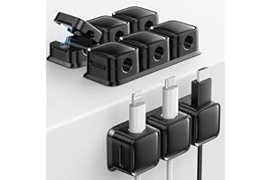 Smofish Fermacavi Scrivania, 3 Pezzi Organizer a Clip per Cavo Portacavo Magnetico, Magnetico Cavo Clips per Cavi per TV PC Casa Ufficio, Nero