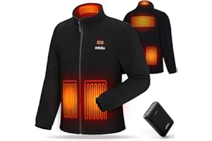 UNBON Veste Chauffante Homme, Veste Polaire Chauffante Homme avec Batterie USB 10000mAH, Manteau Chauffant 3 Températures 6 Zones de Chauffe, Blouson Chauffant Manche Longue pour Moto Travail