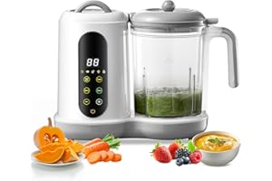 OAMGER Robot Cuiseur Bebe, Cuiseur Vapeur Mixeur, Grande Capacité 400ML, Petits Pots Bébé Faits Maison, Mixeur Bebe,Nettoyage Automatique, Écran Tactile, pour Mixer et Réchauffer Les Aliments pour Bébés