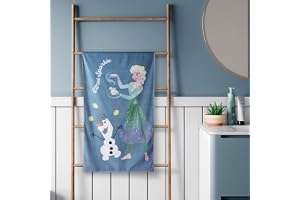 Spaces Disney Frozen Kids Bath Towel 100% Cotton, Super Soft, Plush 380 GSM, Quick Dry, Lightweight, Cartoon Print, Absorbent & Gentle on Skin, Durable & Easy Wash, 67x130 cm Smoke Teal