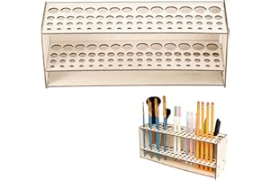 QOCO 67 Hole Paint Brush Holder,Wooden Citadel Paint Rack Wall-mounted Artist Brush Holder Desk Organizer Multi Holes Pen Holder for Paint Brushes Sketch Pens Colored Pens Pencils Makeup Brushes