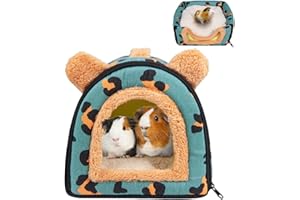 Pantula Guinea Pig Bed House - Cave Cozy Large Hamster Small Animal Beds Hideout with Removable Pad for Hamster Rabbit Hedgehog Chinchilla Bearded Dragon and Ferret (Blue Leopard)