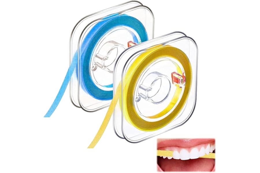 Tooth File, 2PCS Dental Polishing Strips, Tooth File For Sharp Teeth, Teeth File for Chipped Teeth Sandpaper Clean Dental Floss File Finishing Professional & Home Use (Yellow, Blue)