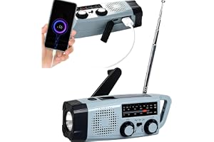 Ouitble Solvev Nödfallsradio, AM FM Vevradio Dynamo Nödradio med 2 000 mAh Powerbank SOS Larm LED-Ficklampa för Utomhus Camping