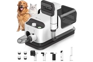 ‎AMICURA Amicura Hundeschermaschine mit Tierhaar Staubsauger & Haartrockner 15000pa, Haustierpflegeset Einstellbare Geschwindigkeit und Temperatur,5 Bewährten Pflegewerkzeugen,Leise Schermaschine Hund Katze