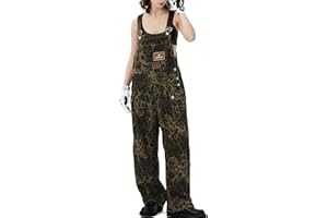 Aelfric Eden Leopard Print Overalls Women Dungarees Jeans Overalls Baggy Casual Stretch Trousers Jumpsuit Denim Y2K Streetwear