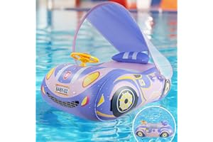 Oziral Salvagente Neonato con Parasole Spf 50+ con Tendalino Rimovibile Regolabile Sedile per Nuoto Piscina per Bambini Gonfiabile
