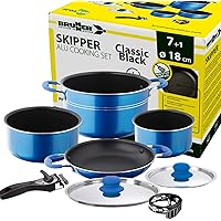 Brunner: Camping Kochgeschirr-Set Alu (Töpfe und Pfannen) – ø 18, 20, 22 oder 24-cm Skipper - 4 Personen, Beschichtet…