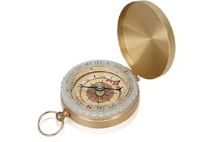 DAUERHAFT Zegarek kieszonkowy z kompasem, w stylu vintage, retro, z klapką, kompas, przenośny, wytrzymały, lekki kompas, nawigacja outdoorowa na kemping, wędrówki, podróże