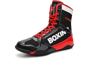 BLBK Men's Boxing Shoes,Wrestling Boots, Teenagers Muay Thai Kickboxing Sparring.
