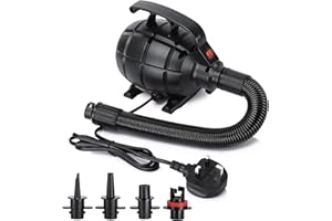 ROMELANDS Electric Air Pump for Inflatables, Electric Pump for Air Inflator Deflator Portable Air Pump 4 Nozzles for Gymnastics Track MaPaddling Pool Beach Toys Air Bed AC 220-230V (500W)