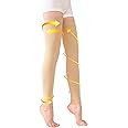 TOFLY® Medical Thigh High Compression Socks Footless for Women & Men, Opaque Support Hose, 15-20mmHg Graduated Compression Stockings with Silicone Band for Varicose Veins, Edema, DVT, 1 Pair Beige XL