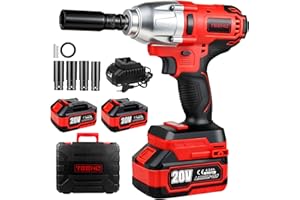 TEENO Avvitatore a impulsi a batteria da 600 N.m,1/2" Avvitatore a Impulsi 4300 RPM con 2 Batterie 4.0Ah, avvitatore a percussione con 4 ugelli(17/19/21/22mm),avvitatore a percussione per auto e uso