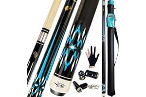 Tai ba cues 2-teiliger Billard-Queuestab + Hartschalenkoffer, 13 mm Spitze, 147,3 cm, Hartholz, kanadischer Ahorn, professioneller Billard-Queuestab 18,19,20,21,22 g (wählbar), blau, schwarz, rot, grau, grün