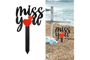 DNOIFNE Miss You Memorial Grave Markers, Cemetery Decorations for Grave, Metal Memorial Remembrance Stake, Grave Markers for Human Cemetery, Garden Yard Grave Site Outdoor Stake - 35 × 20 cm