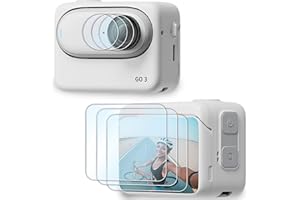 FiTSTILL [6er-Pack 0,28 mm ultradünner LCD-Displayschutz aus gehärtetem Glas mit Härtegrad 9H für Insta360 GO 3 – insgesamt 3 Sets – Action-Kamera-Zubehör
