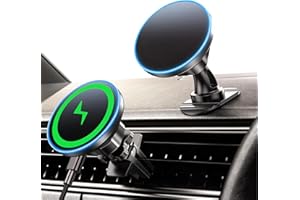 BHHB Do ładowarki samochodowej Magsafe, [aktualizacja 2025] magnetyczna bezprzewodowa ładowarka samochodowa 15 W 2 w 1, uchwyt na telefon do szybkiego Kompatybilny z serią iPhone 17/16/15/14/13/12