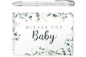Tenare Baby Shower Book Wishes for Baby Guestbook with Pen Shower Games Advice Book Alternative Toddler Gifts(Green Leaf)
