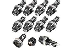 Gebildet Porte Fusible à Capuchon à Vis 10pièces 5x20mm AC 10A 250V Noir Monté sur Panneau