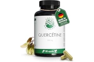 Quercétine - 180 gélules à 500mg de fabrication allemande - 6 mois d'approvisionnement - Green Naturals®