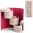 Vlando Travel Jewellery Case, Faux Leather Jewellery Rolls Jewellery Organiser for Rings, Earring, Necklaces,Bangle, Gift for Women, Couples, Friends